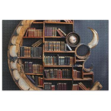 Imagem de Quebra-cabeças de biblioteca Bookworm para adultos, 1000 peças, presentes engraçados para elefantes brancos, quebra-cabeças duros para adultos, jogos de brinquedo, arte