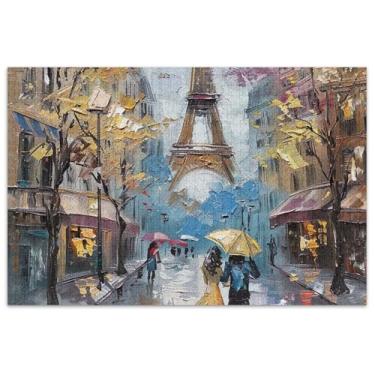 Imagem de Quebra-cabeça de pintura Torre Eiffel Paris 500 peças para adultos presentes de elefante branco quebra-cabeças divertidos para adultos decoração colorida pintura