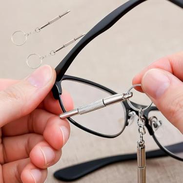 Imagem de Conjunto de 2 peças de chaves de fenda de reparo de óculos, chaves de metal de precisão com alça serrilhada para óculos de sol, relógios, prata