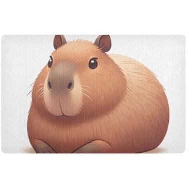 Imagem de TSENQUE Tapete de capivara fofo personalizado com estampa de animal, tapete de boas-vindas engraçado, grande, tapete de boas-vindas à prova d'água, entrada externa, 81 x 50 cm