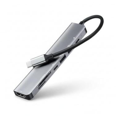 Imagem de Adaptador Hub USB C 7 em 1 Dock Station HDMI 4K USB 3.0 PD 100W Leitor Cartão SD TF - Compatível com MacBook Pro Air M1 M2 Dell Samsung DeX - Alumínio Cinza