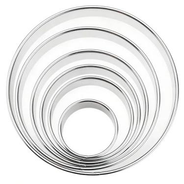 Imagem de Sqsxgz Conjunto de cortadores de biscoito redondos de 6 peças – Cortador de biscoito circular profissional de aço inoxidável (5 a 15 cm) perfeito para assar doces, biscoitos, rosquinhas