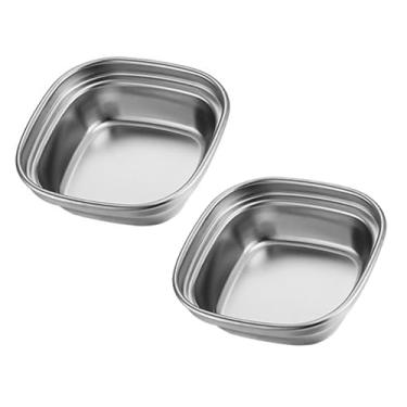 Imagem de 2 peças, tigela de molho de aço inoxidável, tempero, 1 tigela de molho de sushi, tigela quadrada para aperitivo, prato de pires, prato de molho de sushi, tigela de molho, prata