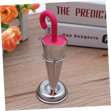 Imagem de Infusor de chá reutilizável com bandeja coletora para xícaras de chá, canecas e bules, coador de chá de malha fina de aço inoxidável com tampa de silicone para chá solto