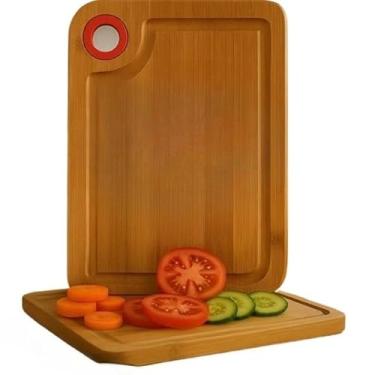Imagem de Tábua de Bambu Multiuso com Alça para Corte de Carne e Legumes, Design Elegante, Ideal para Cozinha de Chefs(TAMANHO 37.5X27)