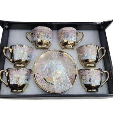 Imagem de Xícara de café kit com 12 peças de Cerâmica em porcelana (Rosa ks200)