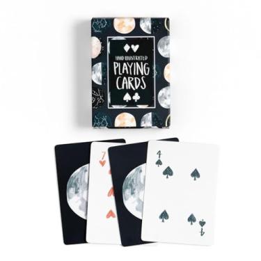 Imagem de 1Canoe2 Hand Illustrated Playing Card Deck, Painted Moons Celestial Design, Moon Phase Theme for Stargazers, Poker Nights, Astrology Gifts, Solitaire (Painted Moons)