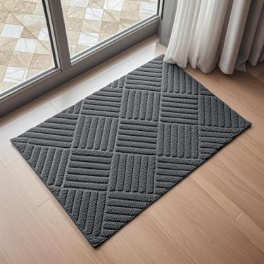 Imagem de Tapete de Porta Grande Antiderrapante Borracha Cortável 40x60cm 50x80cm – Capacho Entrada Limpeza Fácil e Seguro (Cinza escuro,kit 2 (50 * 80 cm))