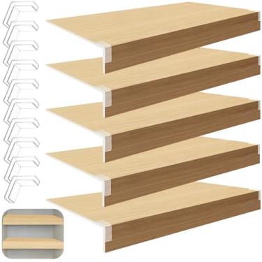 Imagem de 5 capas de rack de arame, capa de prateleira de arame de PVC de 81 x 40 x 4 cm para despensa, forros de prateleira removíveis para decoração de armário (não madeira) para prateleiras de cozinha