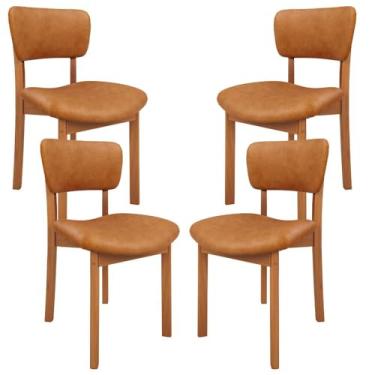 Imagem de Kit 04 Cadeiras Para Sala de Jantar Cozinha Living Estofada Dara L02 Couríssimo Canela - Lyam Decor
