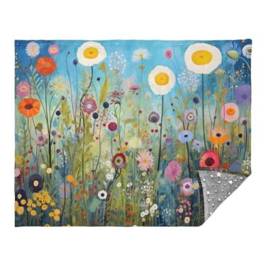 Imagem de CEBUGI Manta de flanela macia e quente 127 cm x 178 cm para sofá-cama, escritório, acampamento, viagem, flores, uso em todas as estações