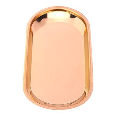 Imagem de GLOGLOW Bandeja de Talheres, Design Nórdico, Ouro e Cobre, 9,1 X 4,1 X 0,7 Polegadas, para Toalhas, Joias, Lanches, Banheiro e Cozinha Em Aço Inoxidável Oval Nan (Cobre)