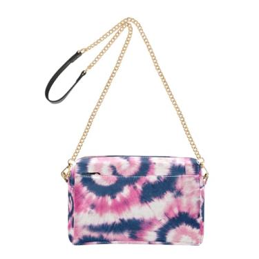 Imagem de Joitme Bolsa tiracolo feminina tie dye floral rosa marinho bolsa para celular linda bolsa de ombro de couro PU com alça de corrente