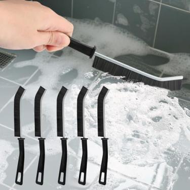 Imagem de Pacote com 5 escovas de limpeza de fendas, cerdas duras multiuso, nova ferramenta de escova de limpeza multifuncional para banheiro, cozinha, pia, janela, preta