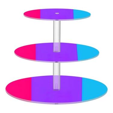 Imagem de Suporte de cupcake de 3 níveis para festa, aniversário, casamento, torre de bolo, exibição de acrílico, bandeira de orgulho andrógino, sem suportes de sobremesa, bandejas de servir para festa, comida