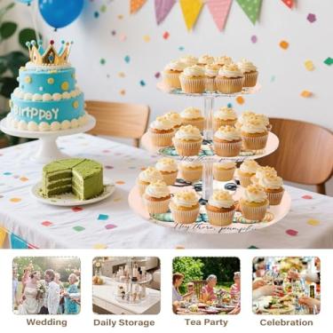 Imagem de Linda flor de vaca abóbora, 3 camadas, suporte para cupcake, exibição de chá, torre de cupcake, decoração de mesa personalizada, bandeja de servir comida, suprimentos de festa de aniversário