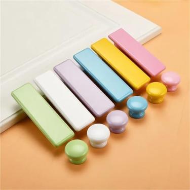 Imagem de HTNAFONI Puxadores de madeira multicoloridos puxadores de armário de móveis puxadores de gaveta rosa puxadores de porta de quarto decoração 1 peça (branco 96 mm)