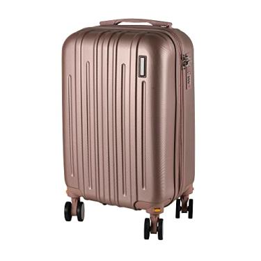 Imagem de Mala de Bordo Leve Resistente Aprovada pela Anac Tamanho P Capacidade 10kg Rodinhas Giratorias 360° Bagagem de Viagem (Rosa)