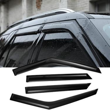 Imagem de Puermto Defletores de ventilação de vento de janela lateral adequados para Ford Explorer Sport Trat 2007-2010, 4 peças de protetores de chuva de fumaça escura com fita adesiva externa 94740