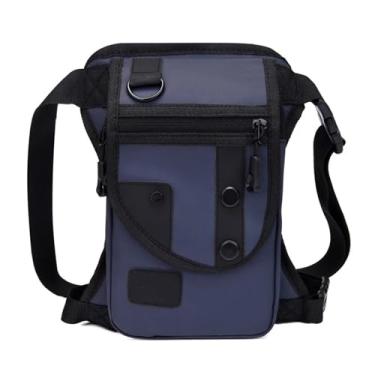 Imagem de SKXMOD Bolsa de cintura masculina bolsa de perna utilitária bolsa de cinto masculina quadril motocicleta equitação leggings pochete ciclismo bolsa de ombro, Azul, One Size