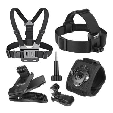 Imagem de NEEWER Conjunto de acessórios compatível com câmera de ação GoPro Hero Insta360 DJI AKASO, alça de cabeça de troca rápida, alça de peito, suporte de clipe de chapéu de mochila e alça de pulso de 360°
