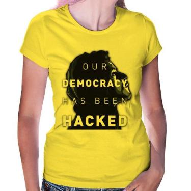 Imagem de Baby Look Our Democracy Has Been Hacked - Foca na Moda, Amarelo, G