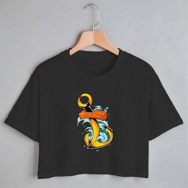 Imagem de Blusa Blusinha Camiseta Cropped TShirt Feminina Algodão Tecido Premium