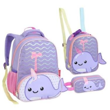 Imagem de Kit Mochila Lancheira Estojo de Costas Creche ZOOP-Unissex