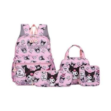 Imagem de Conjunto De Mochila Kuromi Hello Kitty 4 Peças Mochila Estojo De Lápis