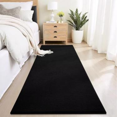 Imagem de Vasofe Tapete preto para corredor, corredores antiderrapantes de 5 x 20 cm, tapetes de cabeceira de espuma viscoelástica engrossada para quarto, berçário, dormitório, quarto de crianças, meninos