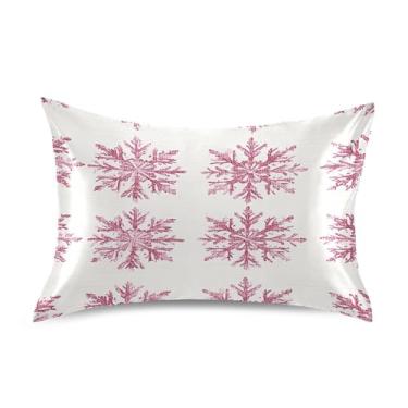 Imagem de Blueangle Fronha de cetim de floco de neve de inverno para cabelo e pele, fronha de seda, tamanho Queen (50,8 x 76,2 cm) - Capas de almofada de cetim refrescantes com fecho de envelope (248)