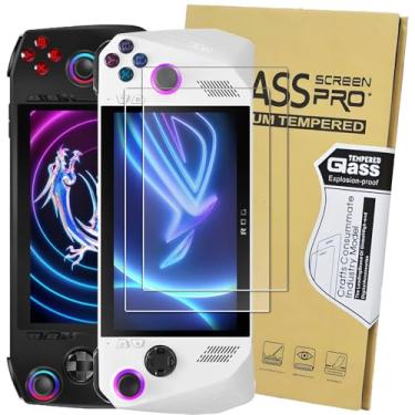Imagem de Pacote com 2 protetores de tela para ASUS ROG Ally X 2024 e ASUS ROG Ally 2023 e MSI Claw A1M portátil 7 polegadas 2024, vidro temperado, resistente a arranhões, compatível com capas, sem bolhas,