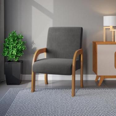 Imagem de Poltrona 59cm Veludo Ravena Viero Móveis, Mel/Veludo Grafite