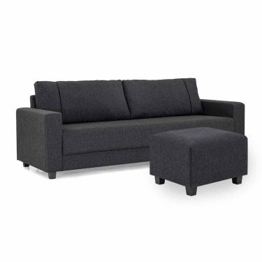 Imagem de Sofá 4 Lugares e Puff Herval Clean Linho Grafite, 230 cm