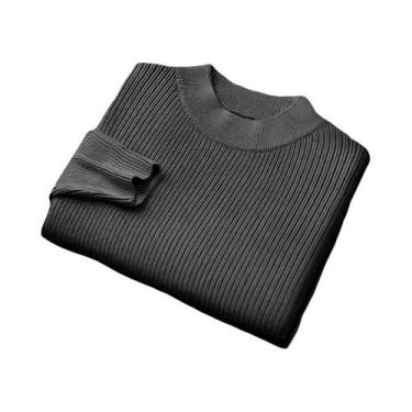 Imagem de Suéter Masculino De Lã Grosso Para Outono/Inverno Com Gola Alta, Tricô