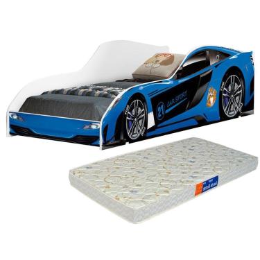 Imagem de Cama Infantil com Colchão Carro Azul