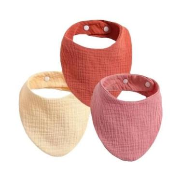 Imagem de Conjunto De Babadores De Algodão Macio Para Bebês Com Botão Ajustável,