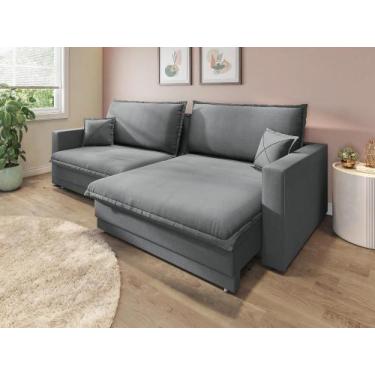 Imagem de Sofá Tango 2,40m sem caixa, Retrátil e Reclinável Velosuede Grafite - 