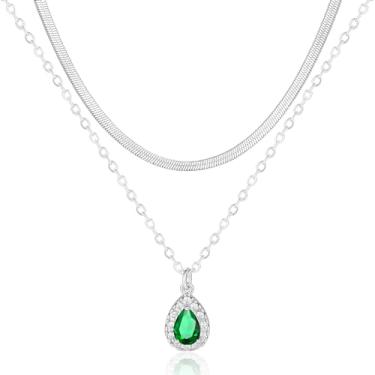 Imagem de Lourny Colar em camadas de ouro para mulheres, colar com pingente CZ banhado a ouro 18K na moda delicada corrente de cobra colar de cristal coração cruz colar joias presentes para meninas, one size, Metal, Sem Pedra Preciosa