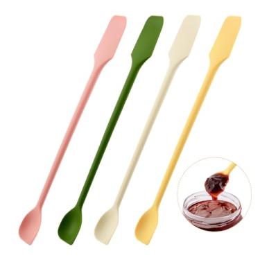 Imagem de Conjunto de mini espátula de silicone, conjunto de raspadores pequenos, espátula de beleza para aberturas finas, agitador reutilizável para frasco, loção, frascos estreitos e finos, cosméticos, acabe