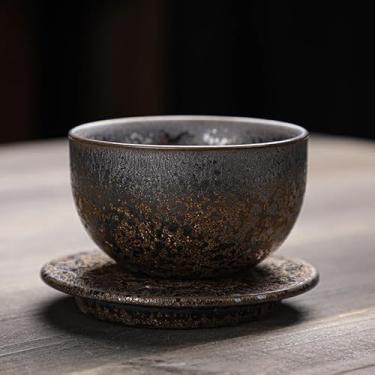 Imagem de Xícara de chá de cerâmica grossa, xícara principal, conjunto de chá de kung fu de cerâmica esmaltada ferrugem com capacidade de 70,9 g-A7