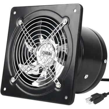 Imagem de Exaustor de 35,5 cm com plugue, ventilador de ventilação de parede com motor de cobre puro leve, para lavanderia, banheiros, garagem e shopping center, 110 V (14 polegadas, preto)