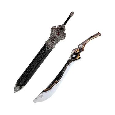 Imagem de Katana De Metal Damasco De 8,6 Polegadas Em Tamanho Real, Espada Samur