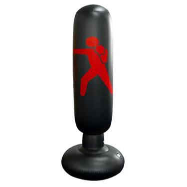 Imagem de F Fityle Saco de pancada de fitness, saco de pancada pesado inflável saco de torre de boxe independente para crianças brincadeiras fitness adultos de-stress boxe saco alvo - preto