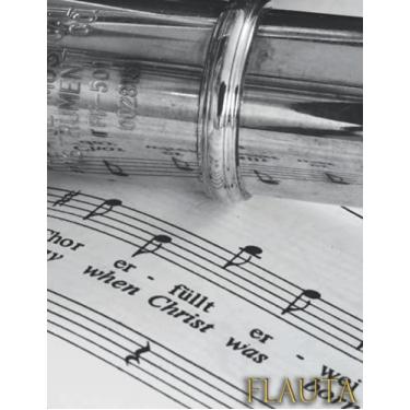 Imagem de FLAUTA: Caderno de música para flauta - flauta transversal - Livro de partituras - Papel manuscrito - 17 pautas por página - 111 páginas - Formato grande