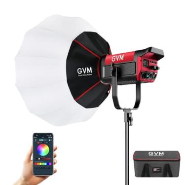 Imagem de Iluminação fotográfica GVM 300W RGB com suporte Bowens Softbox e suporte CRI 97+ CCT 2000K ~ 10000K 6 cenários de iluminação Programa de aplicação de luzes de estúdio controladas