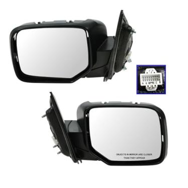 Imagem de Conjunto de 2 espelhos retrovisores laterais e texturizados pretos para Honda Pilot 09-13