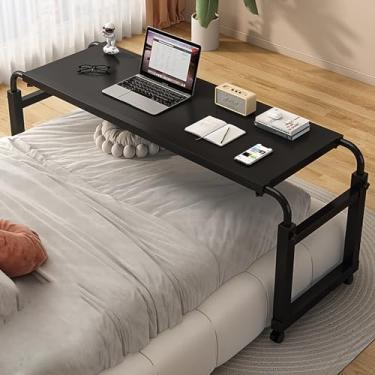 Imagem de Mesa de cabeceira de cama de casal com rodas - mesa de cabeceira móvel, conveniente e confortável de usar - mesa de cabeceira de altura ajustável, adequada para quarto, sala de estar, cozinha