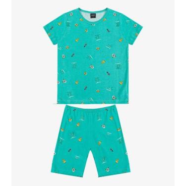 Imagem de Pijama Infantil Camiseta e Bermuda Select Verde, 6, Verde