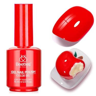 Imagem de Esmalte Beetles Red Gel – 15 ml Clássico Vermelho Brilhante Esmalte UV LED Gel Frasco da mesma Cor para Salão, Presente de Manicure DIY para Mulheres